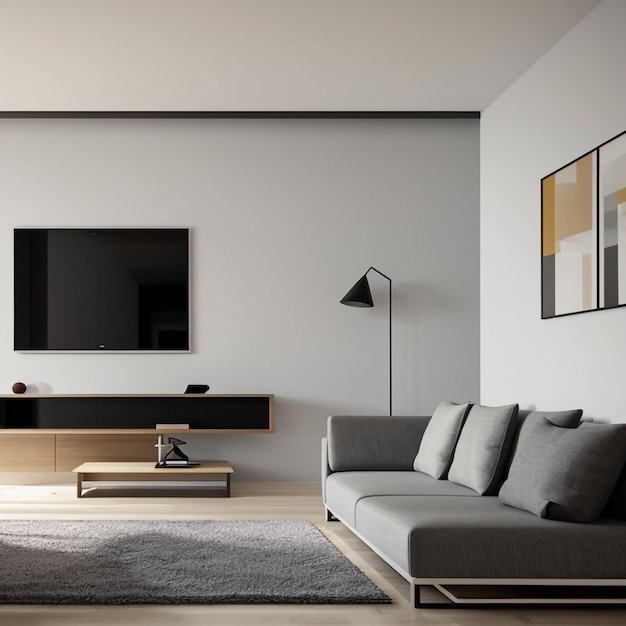 Photo of a modern living room with minimalist design