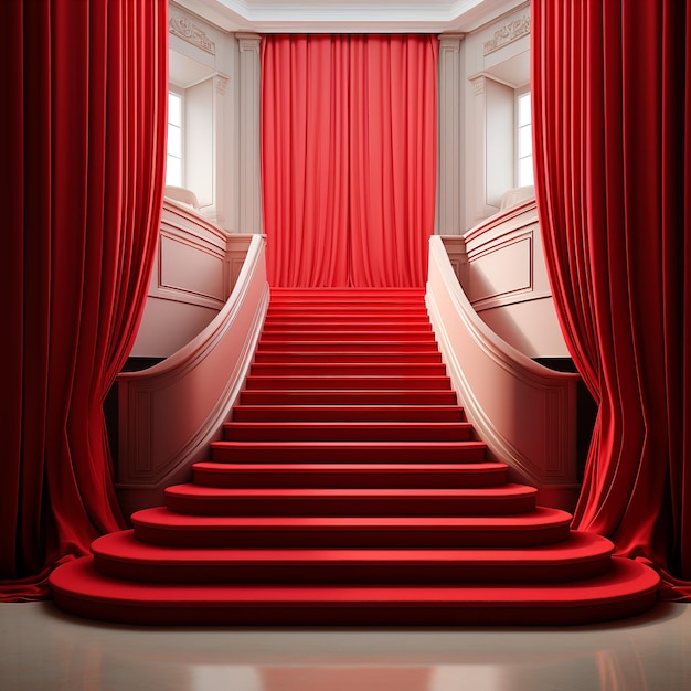 Фото современная и роскошная красная лестница особняка и открытой площадки
