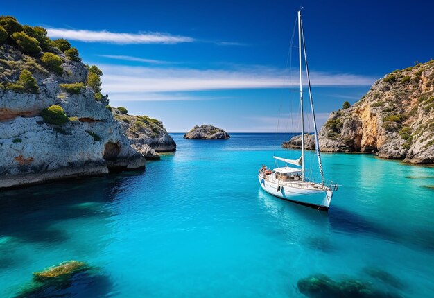 Photo of modern and luxury yacht sailing on beautiful sea