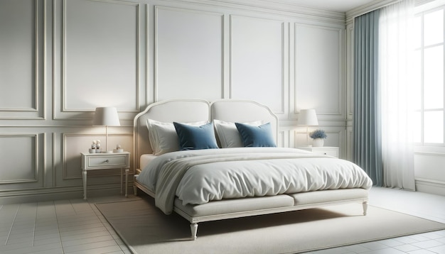 Photo of a modern minimalist bedroom with French country influences