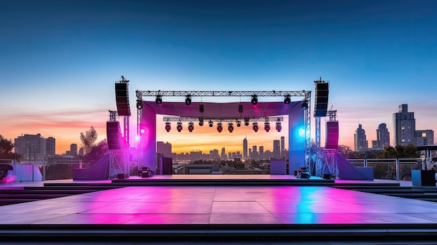 Photo a photo of a modern outdoor performance space city skyline backdrop