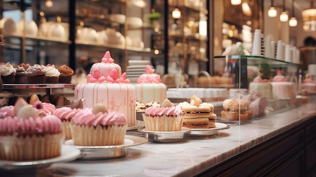 Foto una foto di una moderna pasticceria