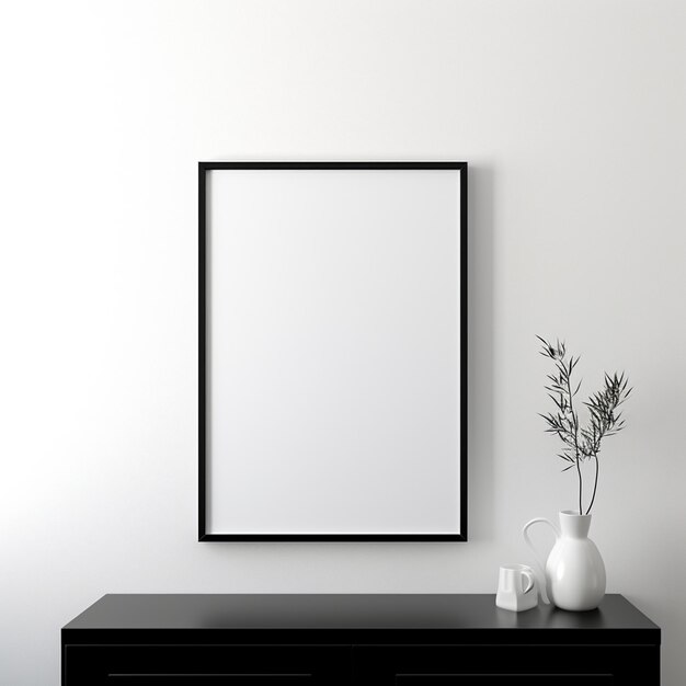 Photo photo modern picture frame on a shelf