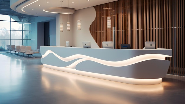 Photo a photo of a modern reception desk