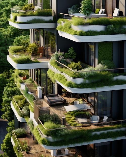 Photo Modern Residential District With Green Roof