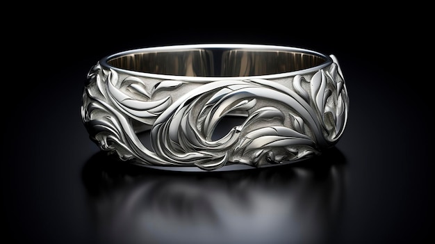 A photo of a modern silver cuff bracelet