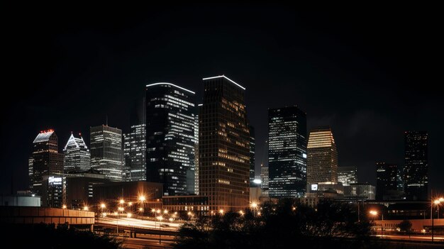 A Photo of Modern Skyline at Night