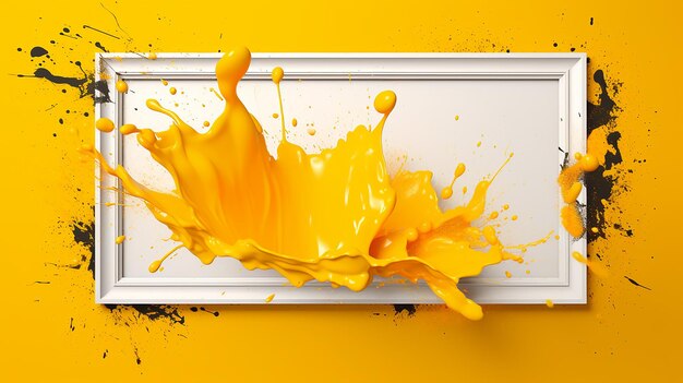 Photo modern splash frame with yellow background