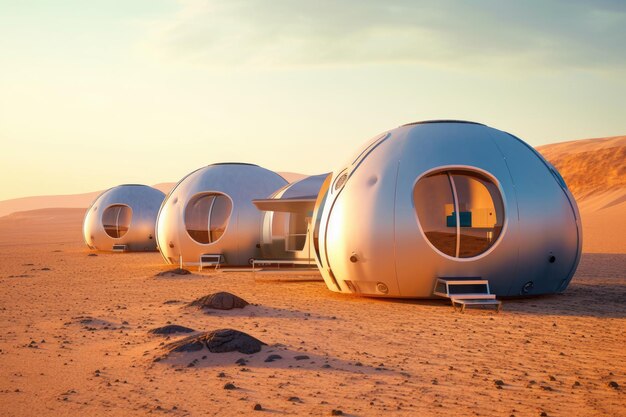 Photo of modular pod in the desert generative ai