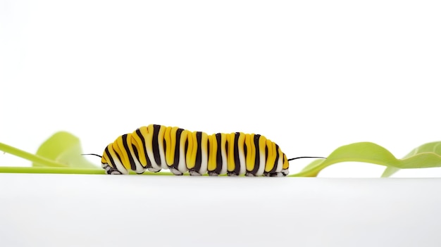 Photo photo of a monarch caterpillar isolated on white background