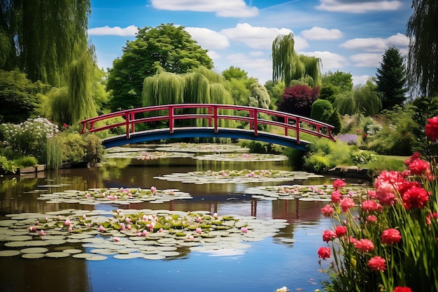 Photo of monetinspired garden with water lilies flower garden