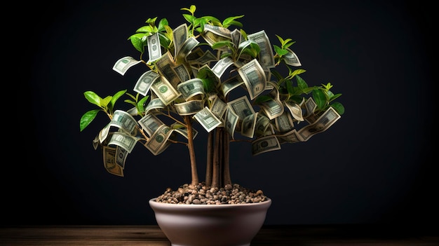 A Photo of a Money Tree Growing in a Pot