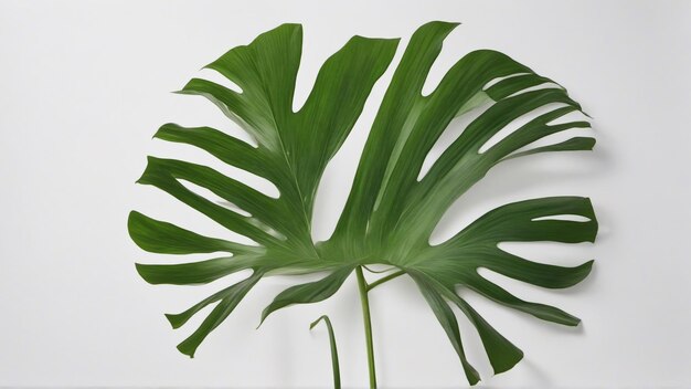 モンステラ・デリコサ (Monstera delicosa) 植物の葉を白い背景に描いた写真