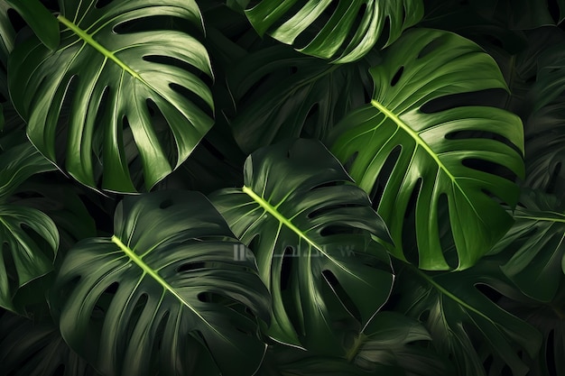 Фото Монстера лист роскошь социальные сети баннер тропические джунгли фон