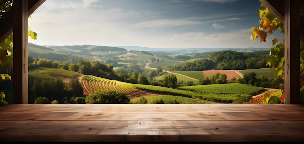 Фото Фотомонтаж виноградной фермы с деревянной столовой