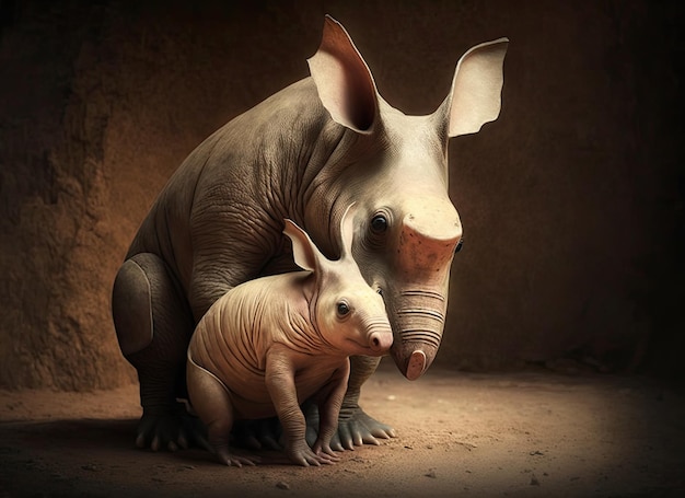 Photo of a mother aardvark and her baby 6