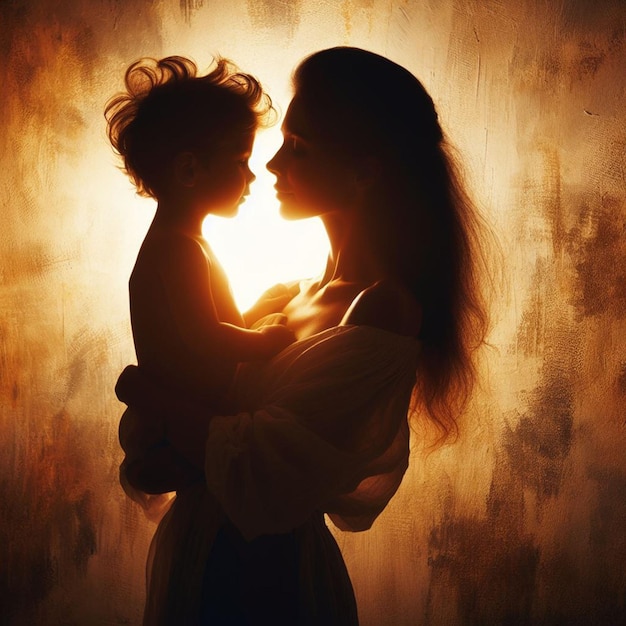 Photo photo mothers day beautiful painting background of mom and her child ai generate