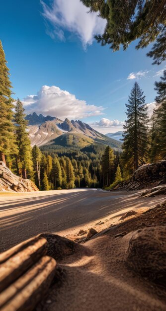 photo of a mountain and blue sky with clouds forest photography