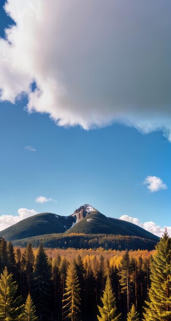 photo of a mountain and blue sky with clouds forest photography