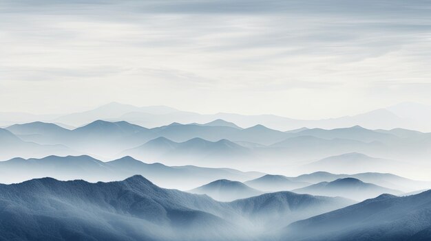 구름 인 하늘을 배경으로 한 산맥의 사진 부드러운 분산 조명