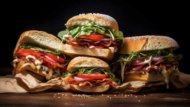 A Photo of Mouthwatering Gourmet Sandwiches