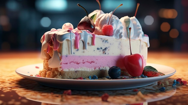 A photo of a mouthwatering ice cream cake