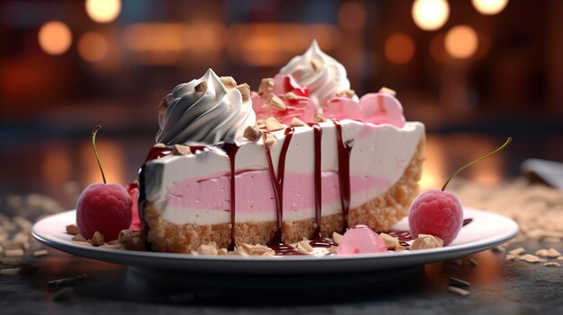 A photo of a mouthwatering ice cream pie