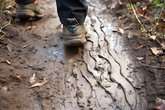 Photo of muddy washed out hiking trail