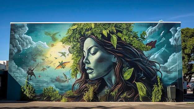 A photo of a mural with a message of environmental awareness