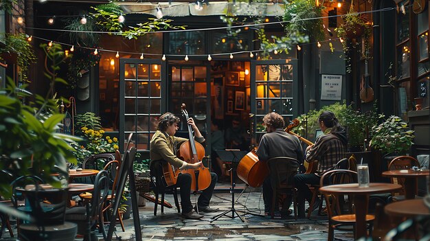 Photo of Musicians Playing Traditional Tunes in an Irish Pub Garden W Family Activities Job Care