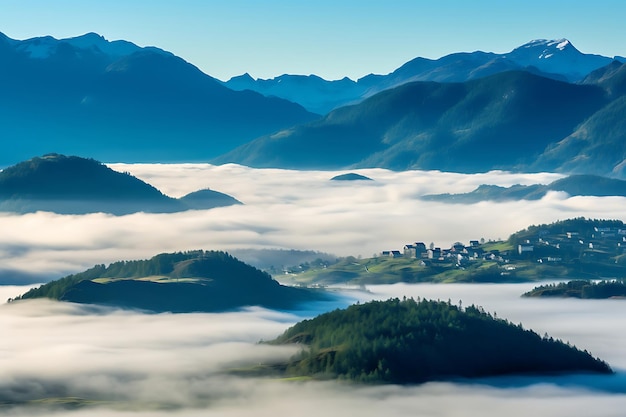 Photo of mystical fog rolling over the norwegian valle