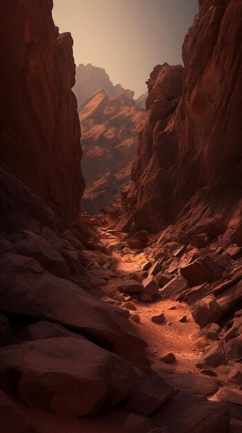 A photo of a narrow path in the slot canyon.