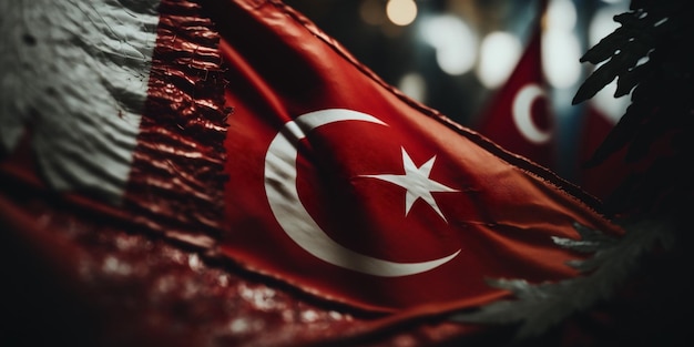 Photo national flag of turkey waving on blue sky