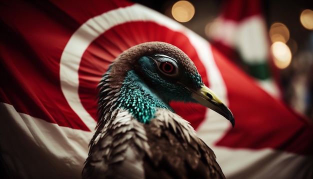 青い空に手を振っているトルコの国旗の写真