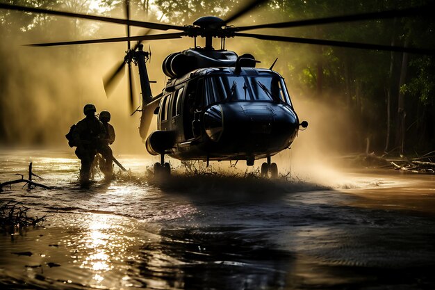 Photo of National Guard or Rescue Teams in Action