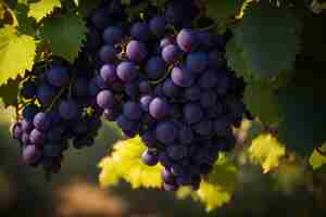 Photo photo of natural grapes on the branch