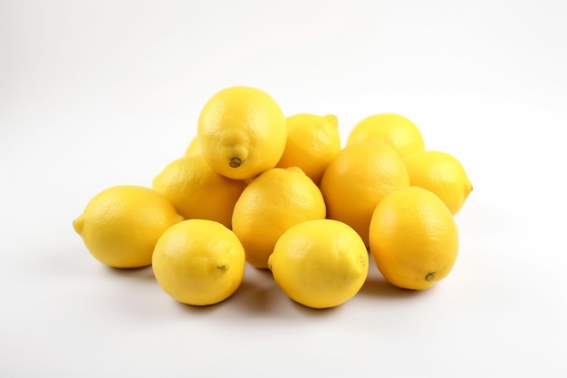 白い背景に分離されたスライスされた緑の葉の自然なレモンの果実の写真