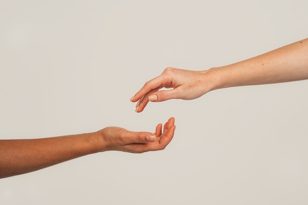 Photo photo of natural multiracial women hands, body positive.