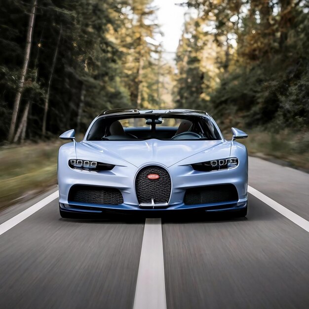Photo photo nature on both sides of the road bugatti aigenerated