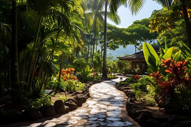 Photo photo of nature trees lining a pathway in a serene