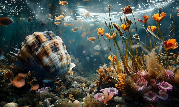 photo nature underwater garden growth seashell and fish