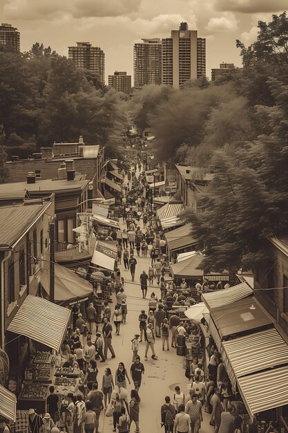 Photo of Neighbors Organizing a Street Fair in a Lively Toronto Commu Festival Holiday Concept