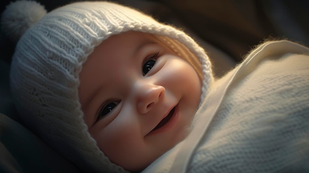 A photo of a newborn babys first smile