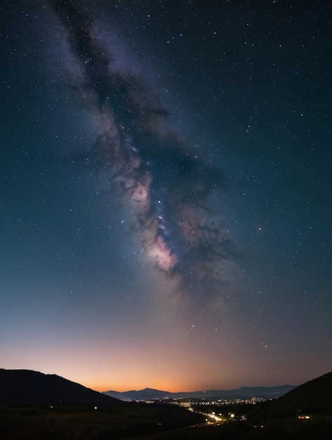 星と星雲の夜空の写真
