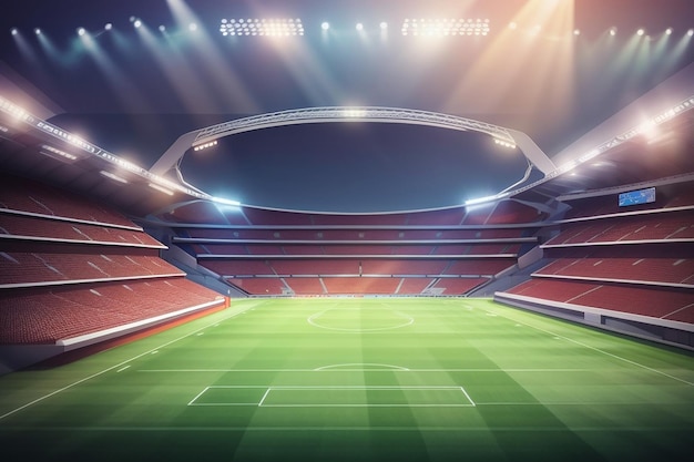 Фото ночного стадиона с освещением 3D-рендеринга