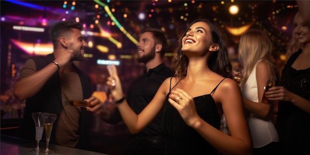 Foto foto vita notturna di persone che si divertono nei bar e nei club