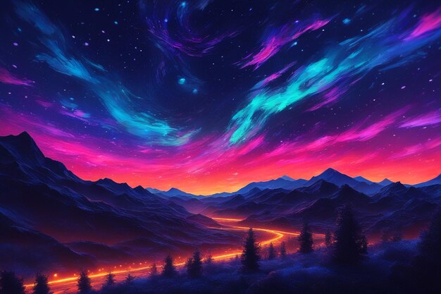 Photo nighttime nature landscape galaxy mountain