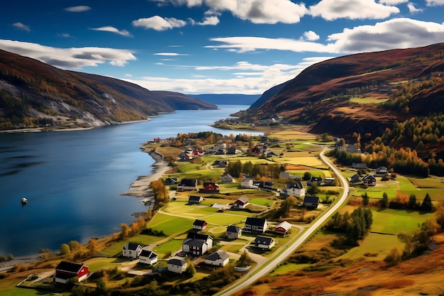 Photo of Norwegian Countryside Covered in Vibrant Autumn Colors