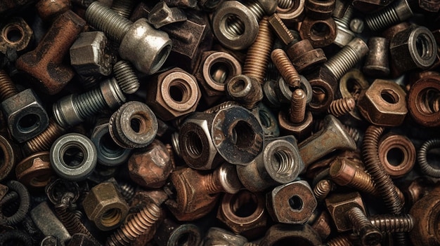 Photo of nuts and bolts from above