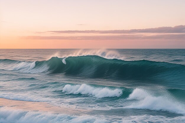 Photo ocean waves rolled up ferociously scary dark blue sea waves wallpaper background